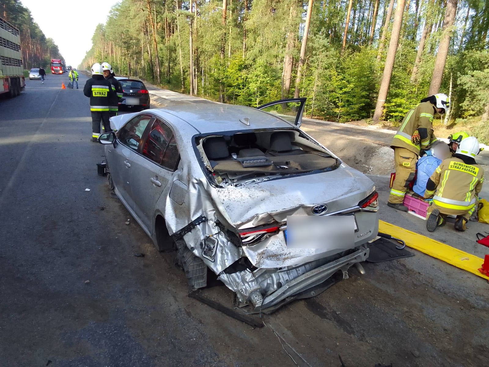 Poważne zdarzenie drogowe na drodze krajowej 22