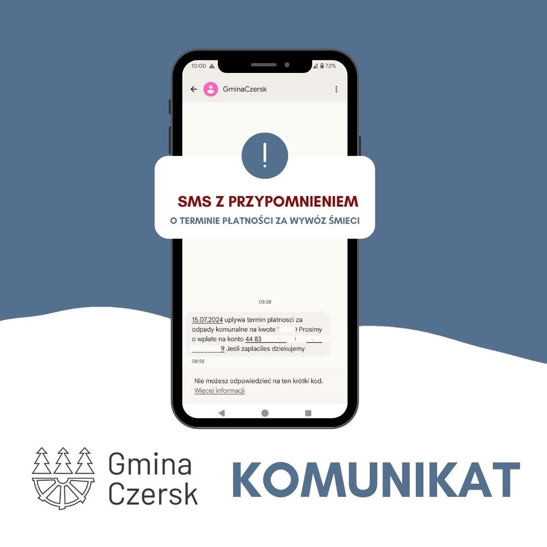 SMS-y przypominające o opłatach za wywóz odpadów w gminie Czersk