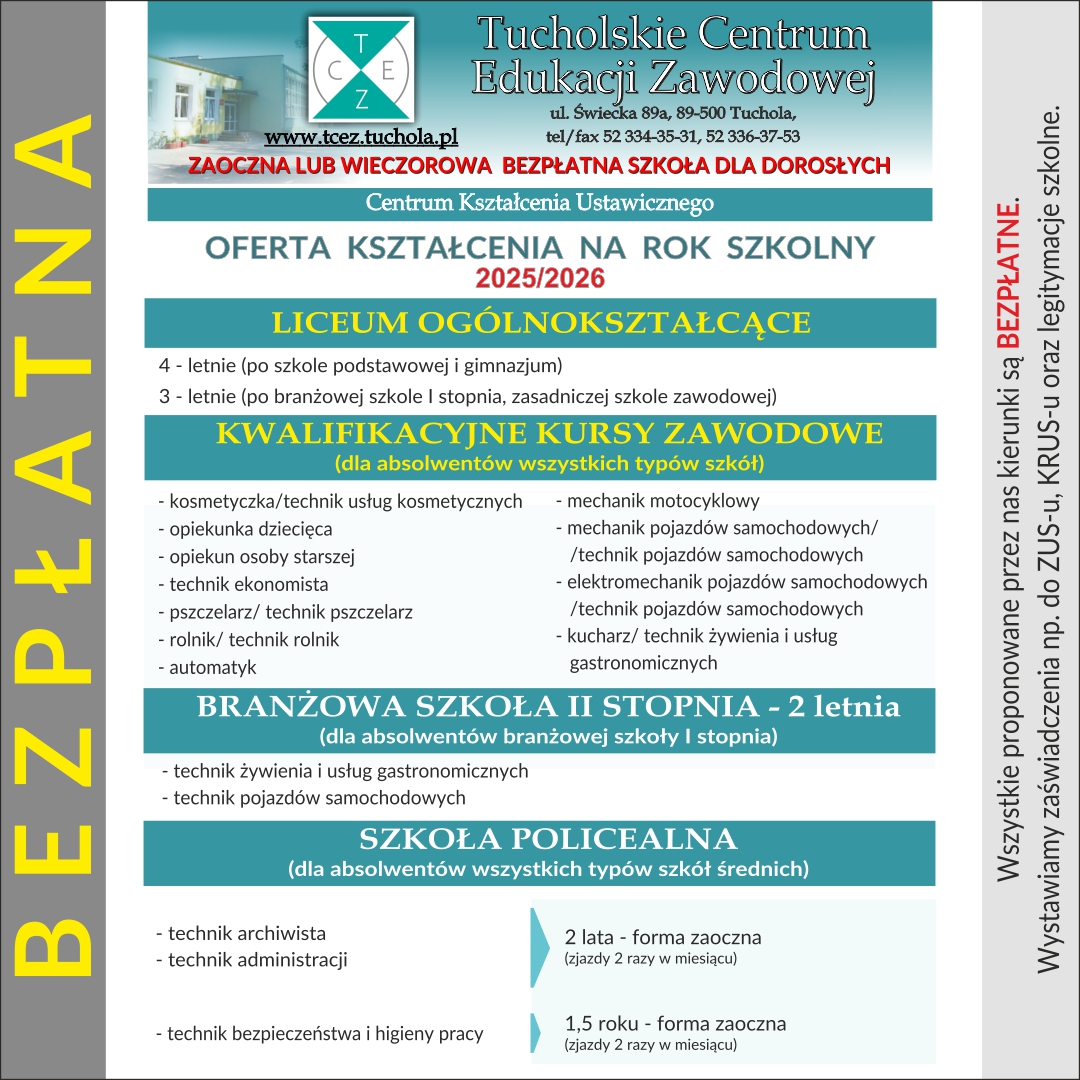 Bezpłatna oferta kształcenia na rok 2025-2026