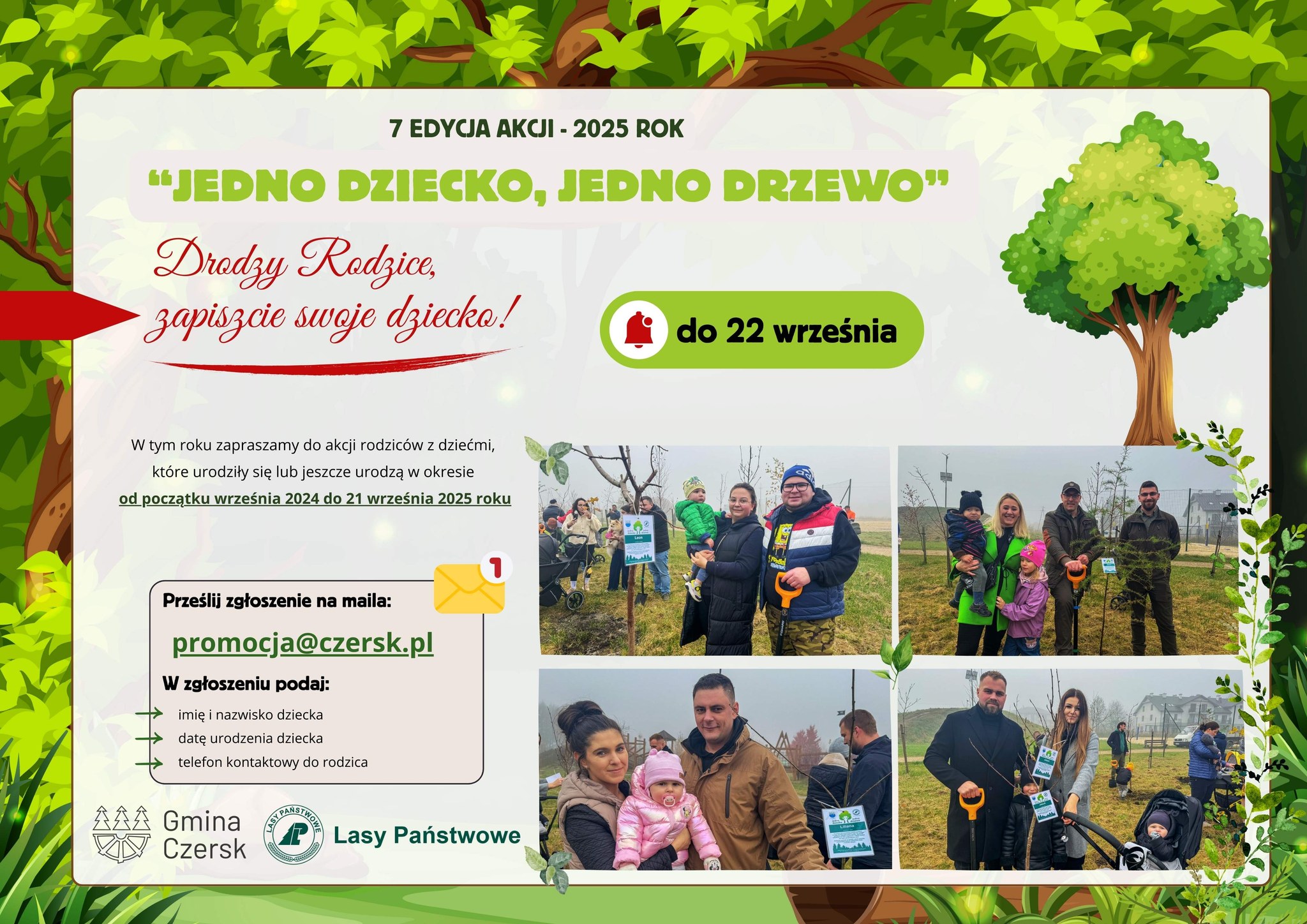 Ruszyły zapisy do 7. edycji  „Jedno dziecko, jedno drzewo” w Czersku 