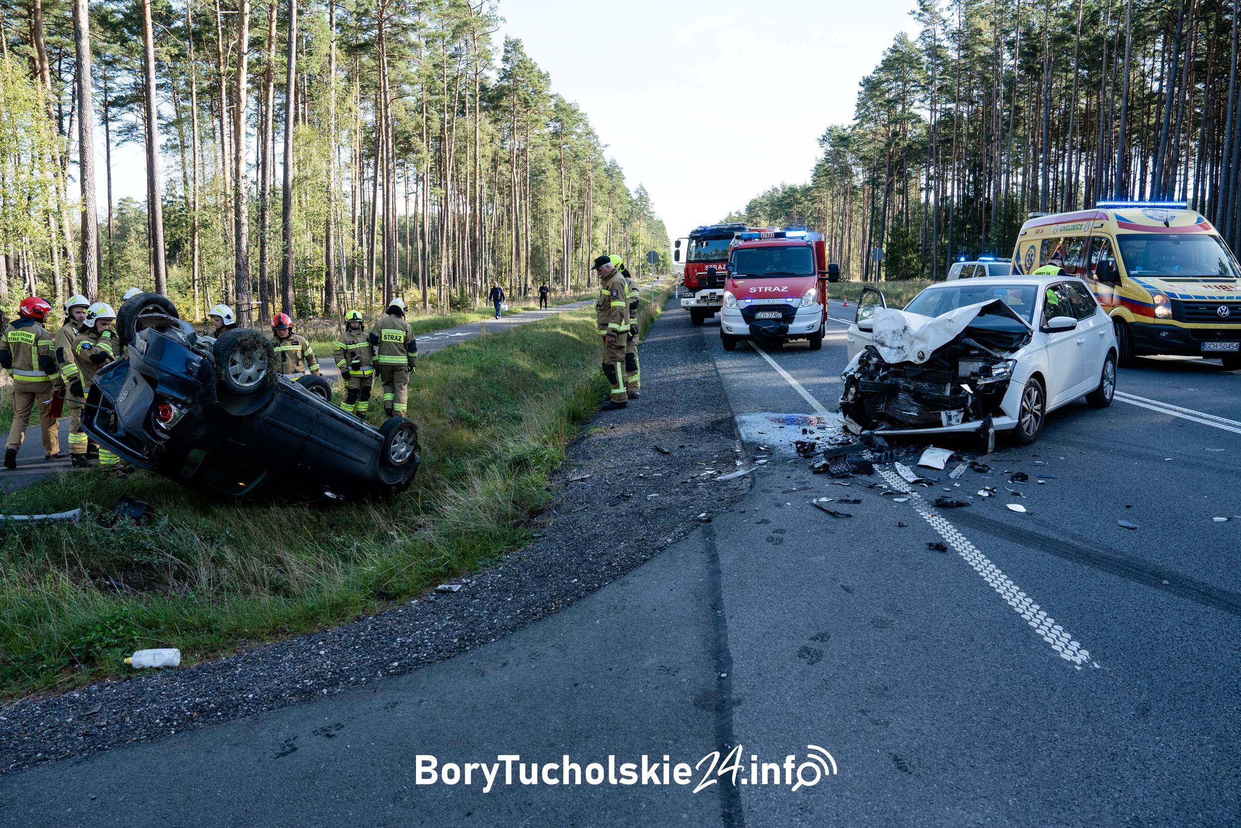 Wypadek na DK 22 pomiędzy Czerskiem i Gutowcem. Dwie osoby trafiły do szpitala (FOTO)