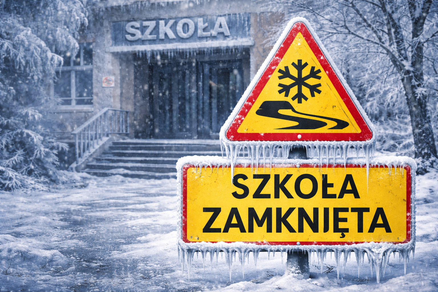 Kolejne ostrzeżenia o oblodzeniu. Szkoły średnie w Tucholi zamknięte 