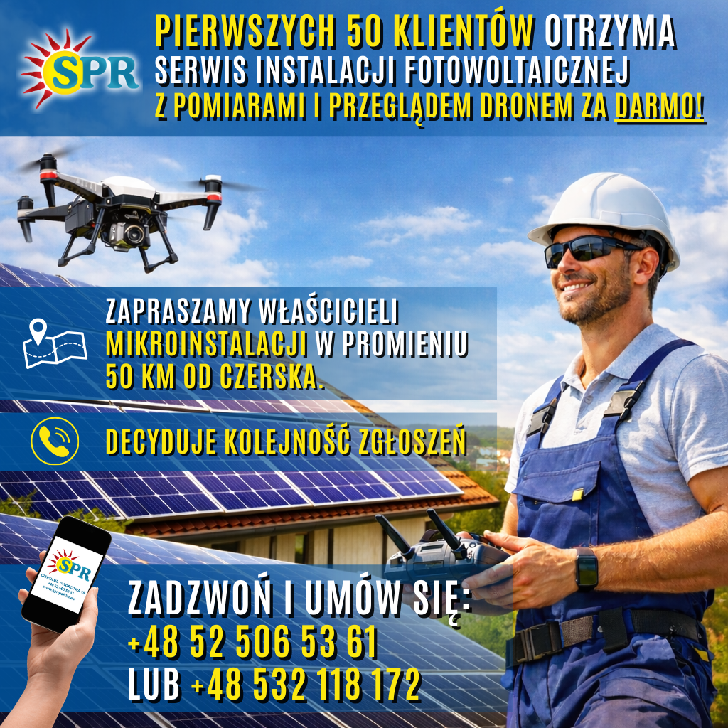 Darmowy serwis instalacji fotowoltaicznej od SPR Polska 