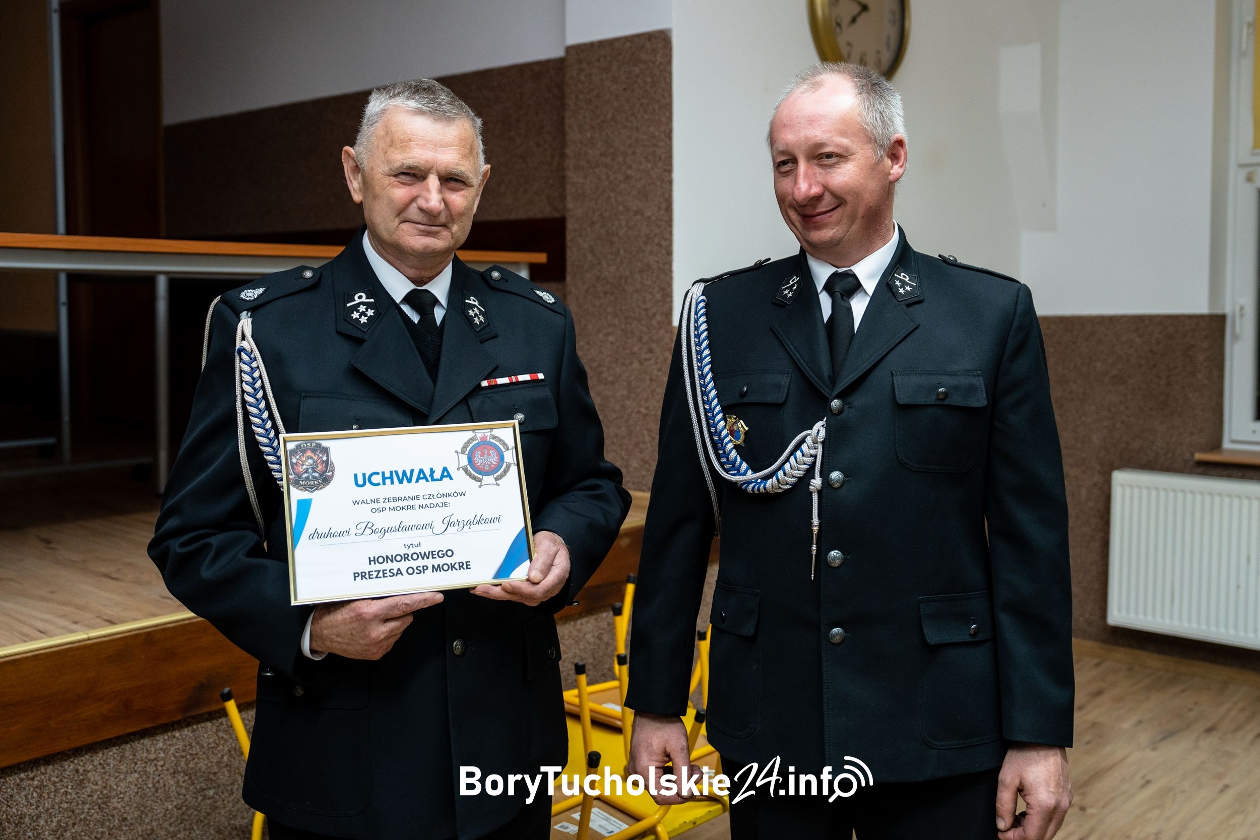 Druh Bogusław został honorowym prezesem OSP w Mokrem (FOTO, WIDEO)