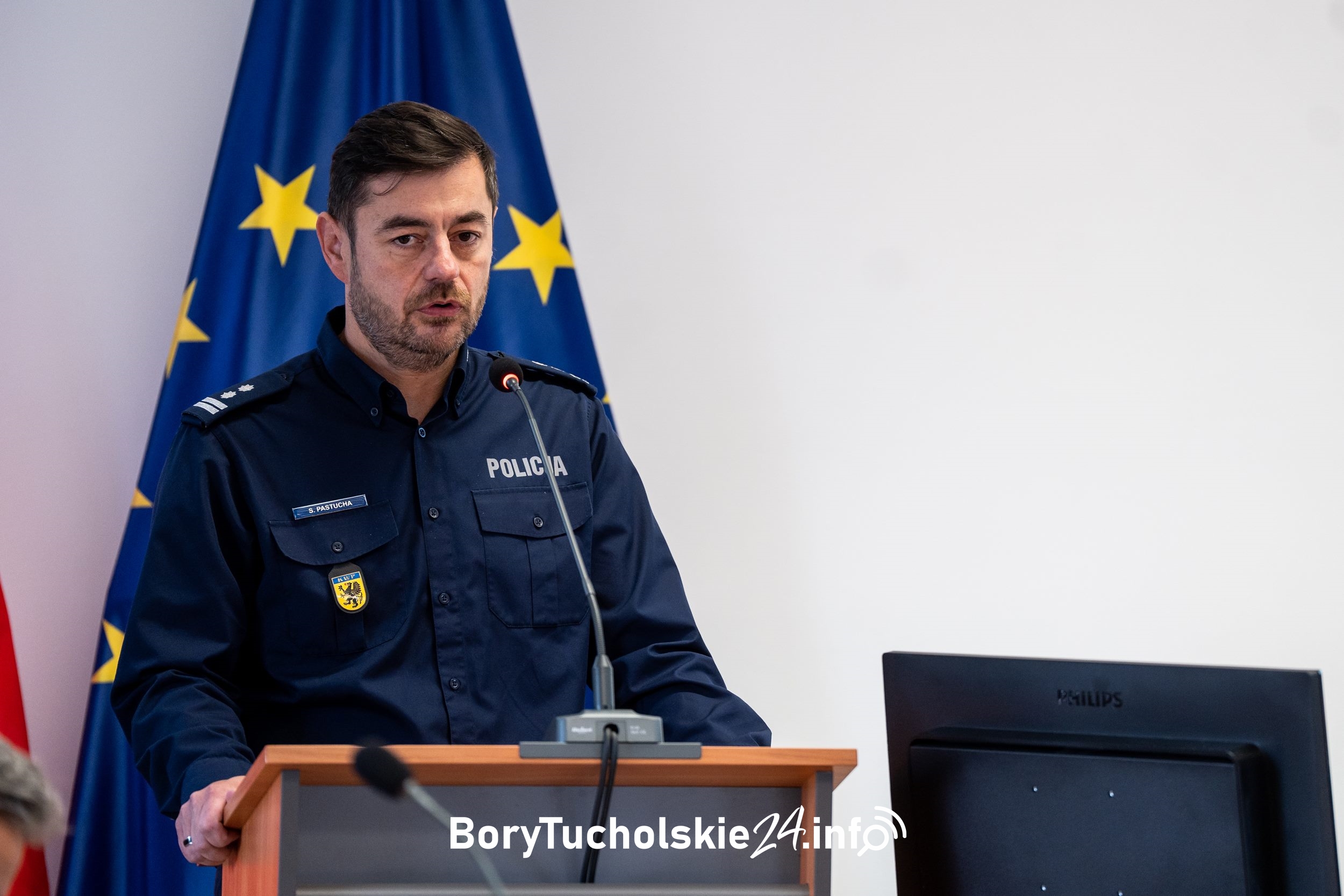 Sebastian Pastucha, komendant Komendy Powiatowej Policji w Chojnicach.