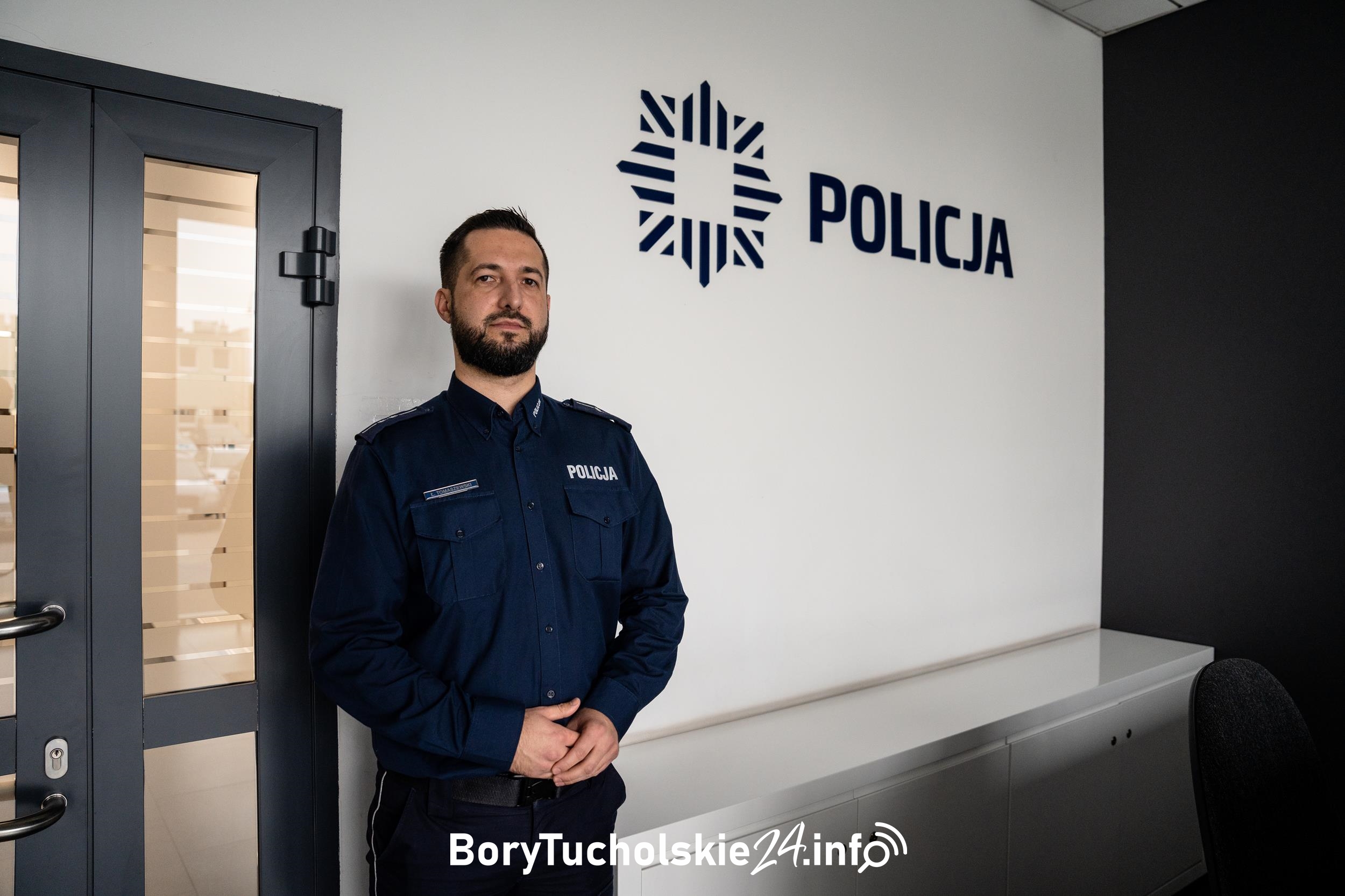 Łukasz Tomaszewski, oficer prasowy KPP w Tucholi