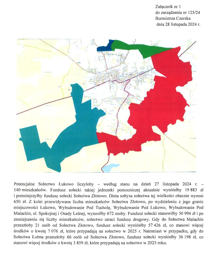 Podział sołectwo Złotowo