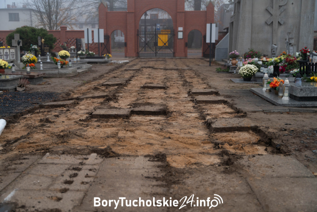 Remont chodnika na cmentarzu w Tucholi