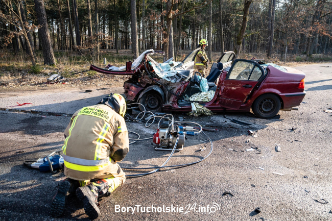 Poważny wypadek drogowy na trasie Śliwice – Czersk (FOTO, WIDEO)