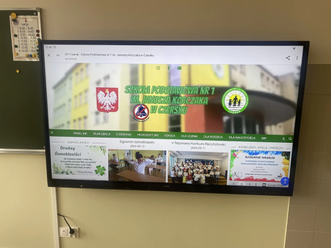 Nowoczesne monitory interaktywne w SP nr 1 w Czersku dzięki budżetowi obywatelskiemu