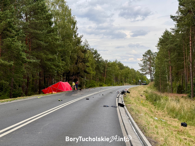 Śmiertelny wypadek na trasie Tuchola – Świecie. Utrudnienia na DW 240
