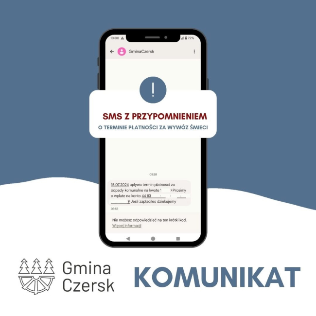 SMS-y przypominające o opłatach za wywóz odpadów w gminie Czersk