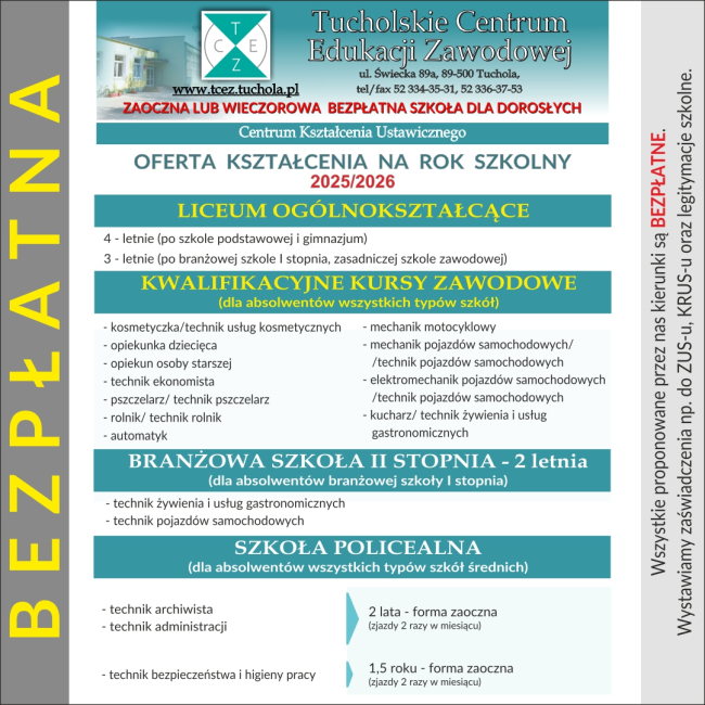 Bezpłatna oferta kształcenia na rok 2025-2026