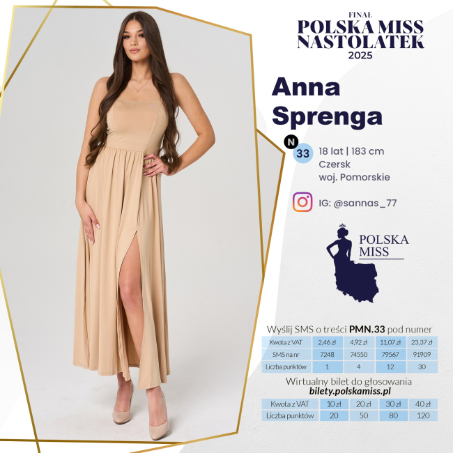 Anna Sprenga z Czerska powalczy o koronę Polska Miss Nastolatek 2025