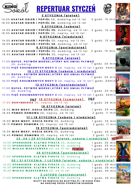Kino Sokół w Tucholi - rekord frekwencji w 2025 roku (REPERTUAR NA STYCZEŃ)