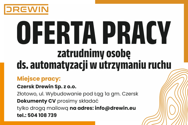 Oferta pracy - stanowisku do automatyzacji w utrzymaniu ruchu 