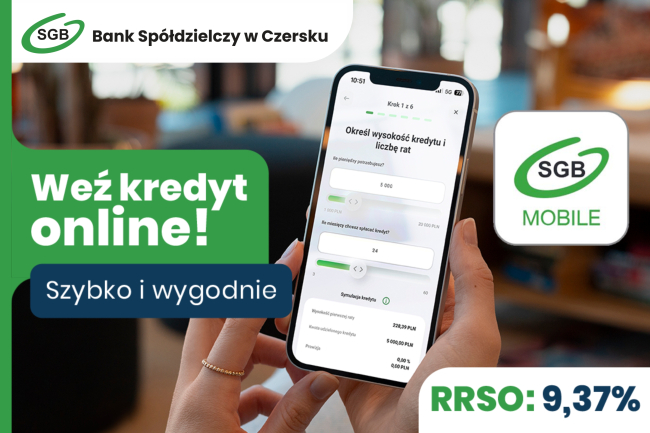 Kredyt gotówkowy online w Banku Spółdzielczym w Czersku