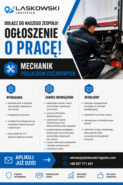 Praca. Mechanik pojazdów ciężarowych