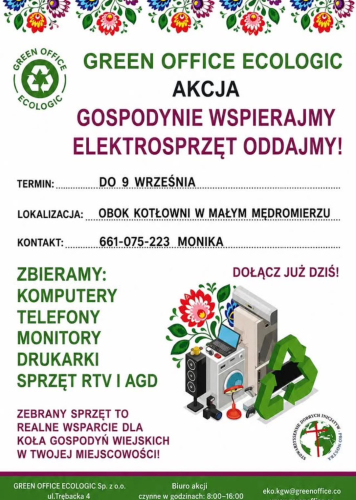 Green Office Ecologic Akcja ,,Gospodynie Wspierajmy Elektrosprzęt Oddajmy" (ZAPOWIEDŹ)